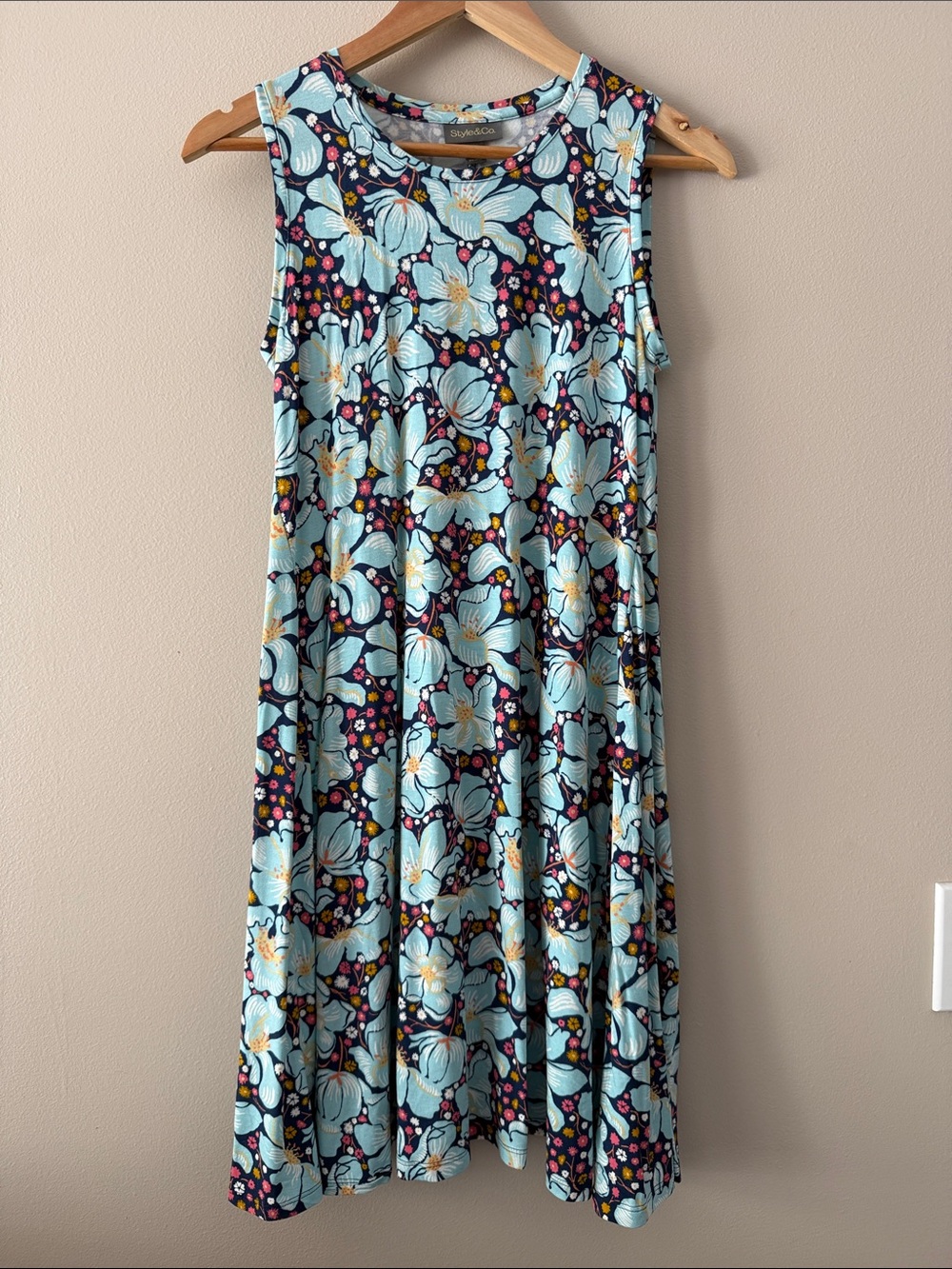Style & Co Blue Floral Flip Flop Dress in size XS NWT